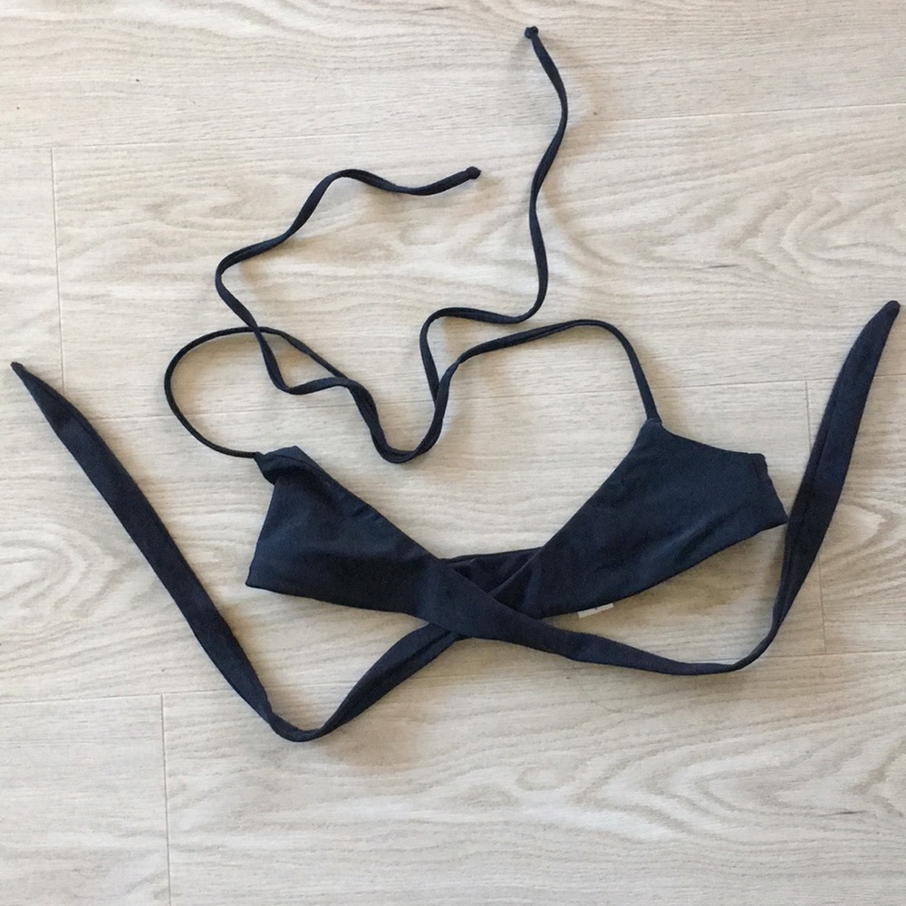 Black wrap bathing suit top